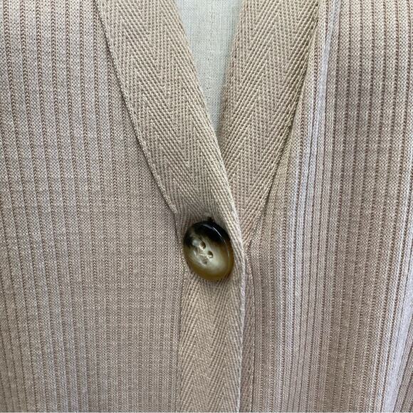 Zara tan ribbed button up sleeveless midi Lagenlook dress/duster size Medium - Picture 2 of 10